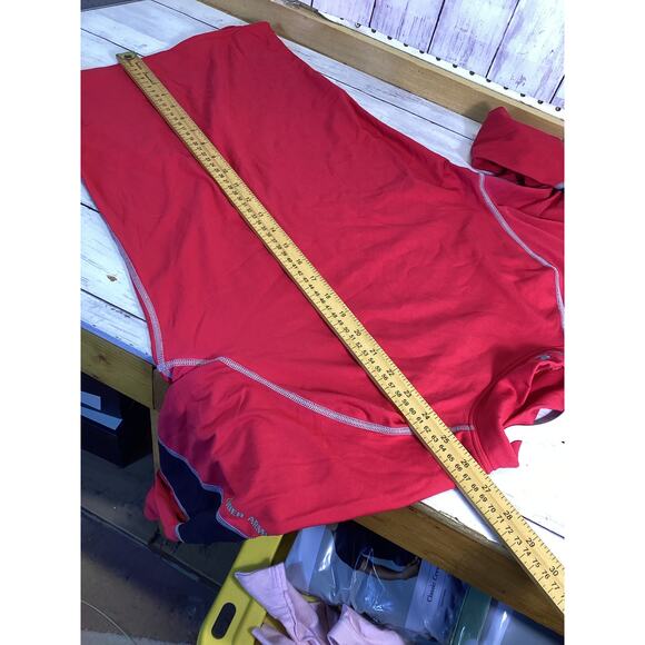 Under Armour HeatGear Compression Long Sleeve Top Red Black Athletic Base Layer - Picture 5 of 5